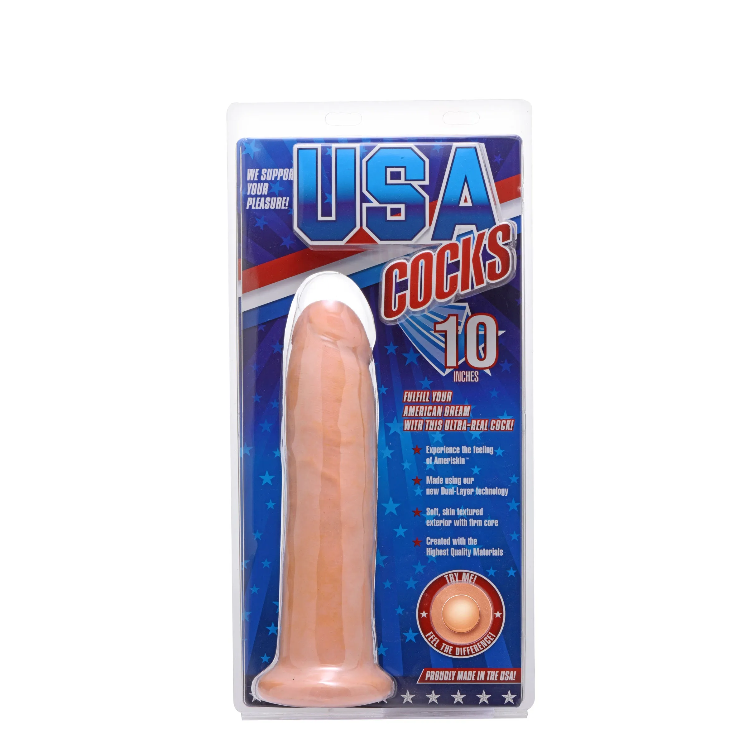 10 Inch Ultra Real Dual Layer Suction Cup Dildo w-o Balls