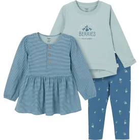 3-Piece Toddler Girls Blueberries Tunics and Leggings Set