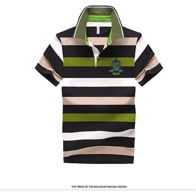 92% Cotton camisa Men Polo Shirt  2015 Casual Striped Slim short sleeves ASIAN SIZE M-4XL