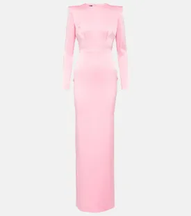 Alex Perry Satin Crepe Maxi Dress with Cutouts, Pink