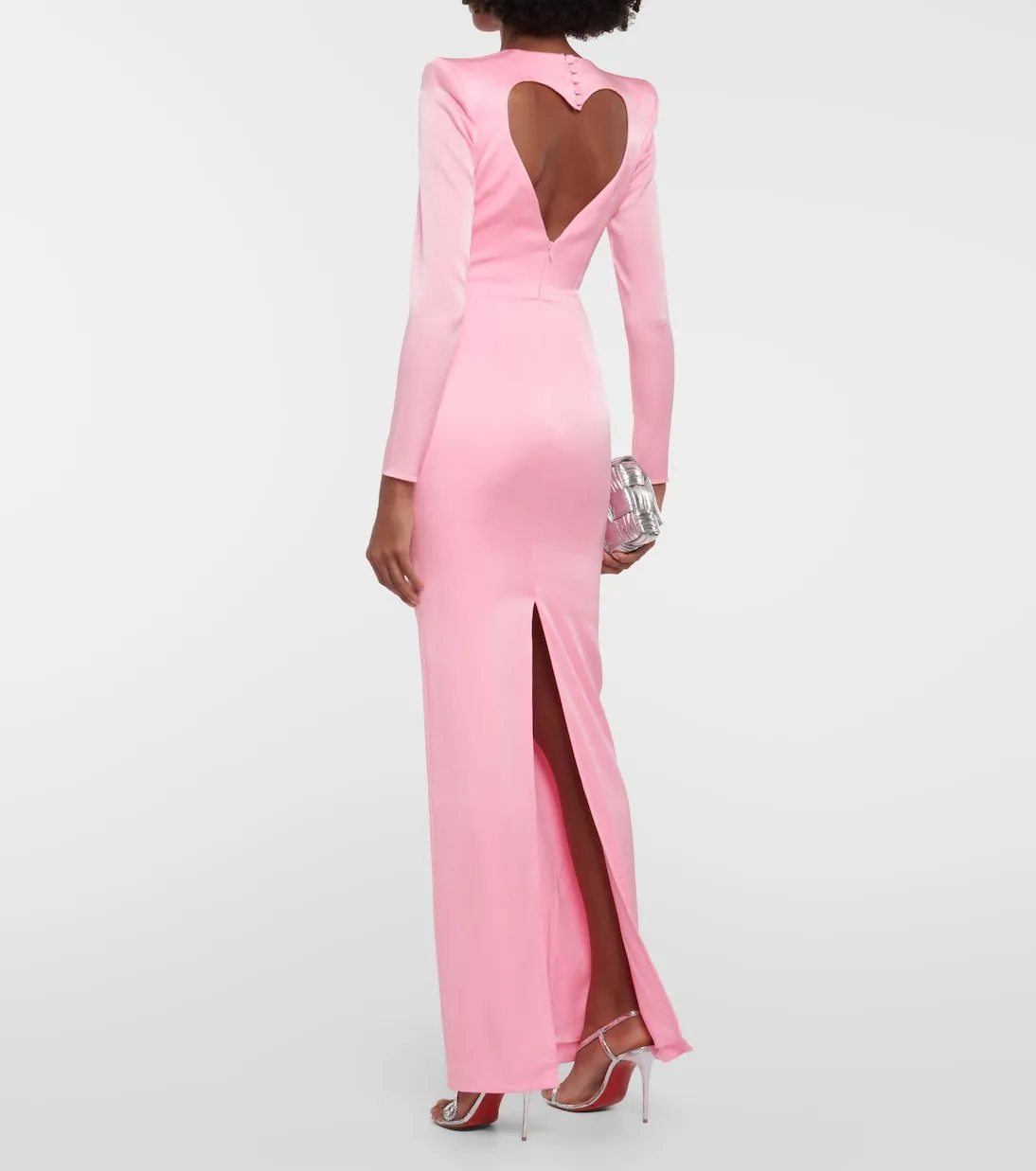 Alex Perry Satin Crepe Maxi Dress with Cutouts, Pink