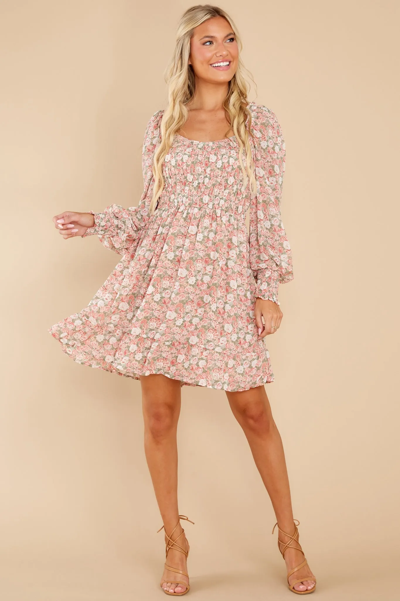 Among The Roses Blush Multi Floral Print Dress