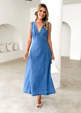 Andie Denim Maxi Dress - Mid Blue