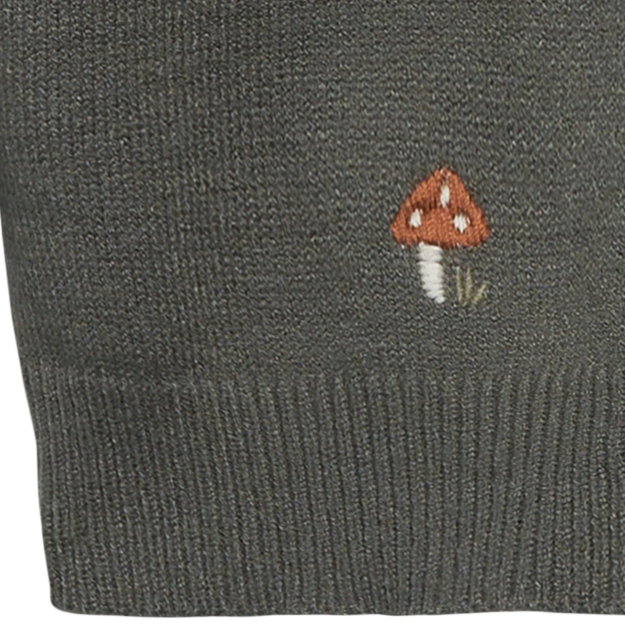 Baby Boys Dark Green Embroidered Mushrooms Sweater