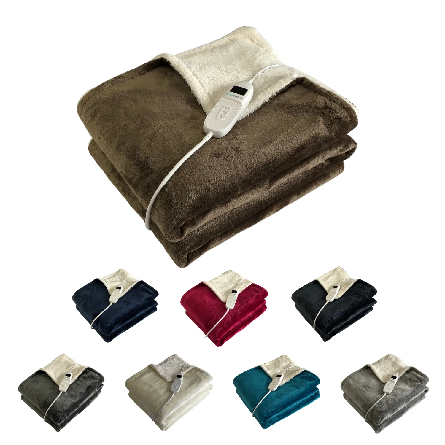 Brown Electric Heated Sherpa Throw