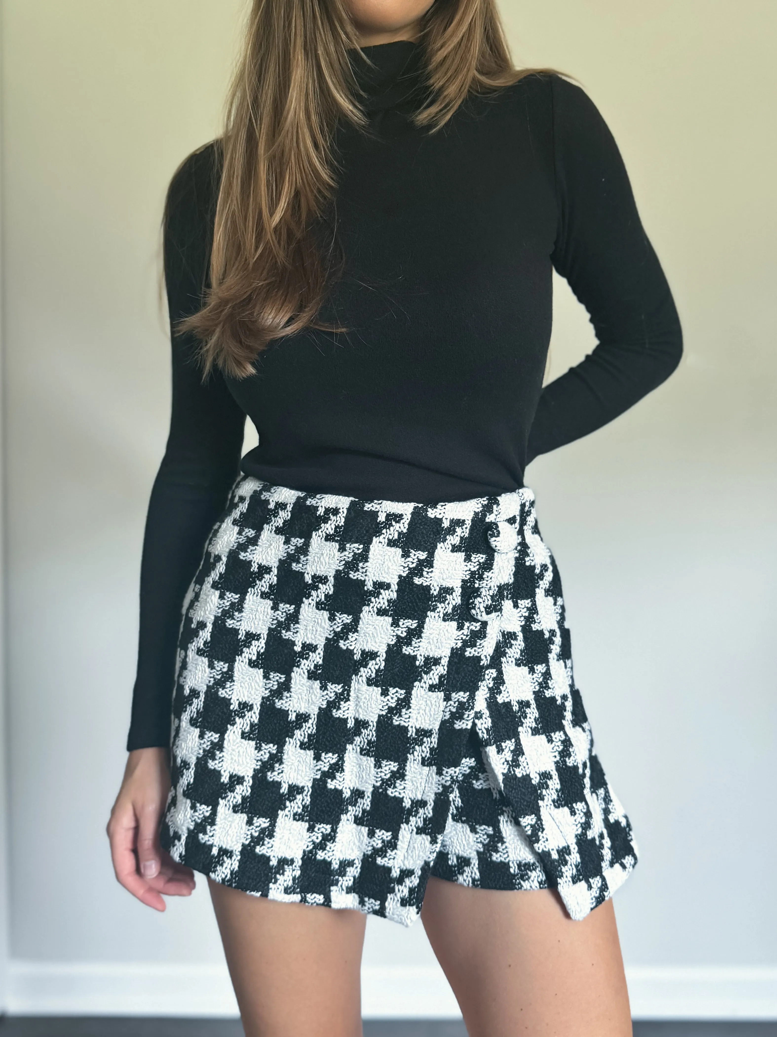 Checkered Tweed Skort