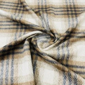 Classic Brown Check Print Woollen Tweed Fabric