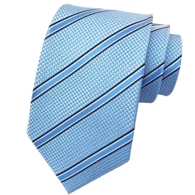 Classy Men Classic Light Turquoise Striped Silk Tie