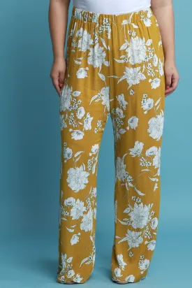 Contrast Floral Palazzo Pants