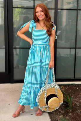 Delilah Blue Stripe Maxi Dress