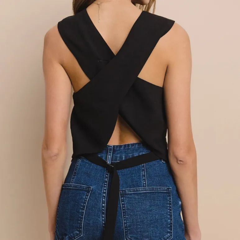 Find Me Uptown Criss Cross Back Tailored Vest