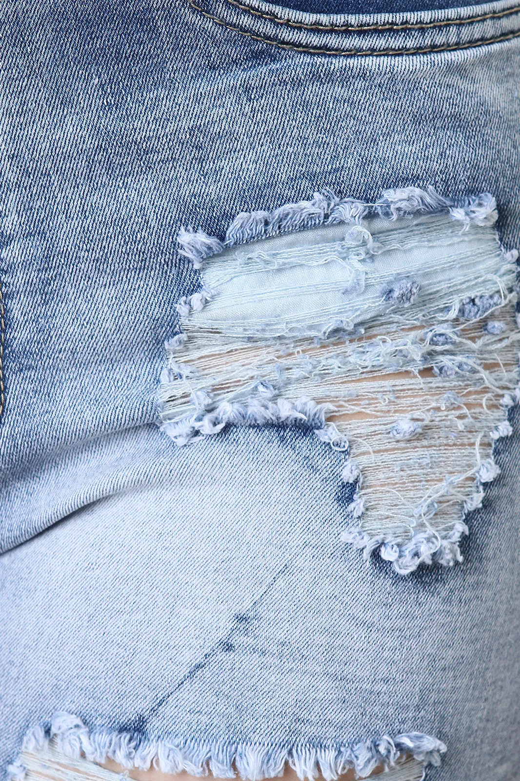 Fitted Distressed Denim Bermuda Shorts