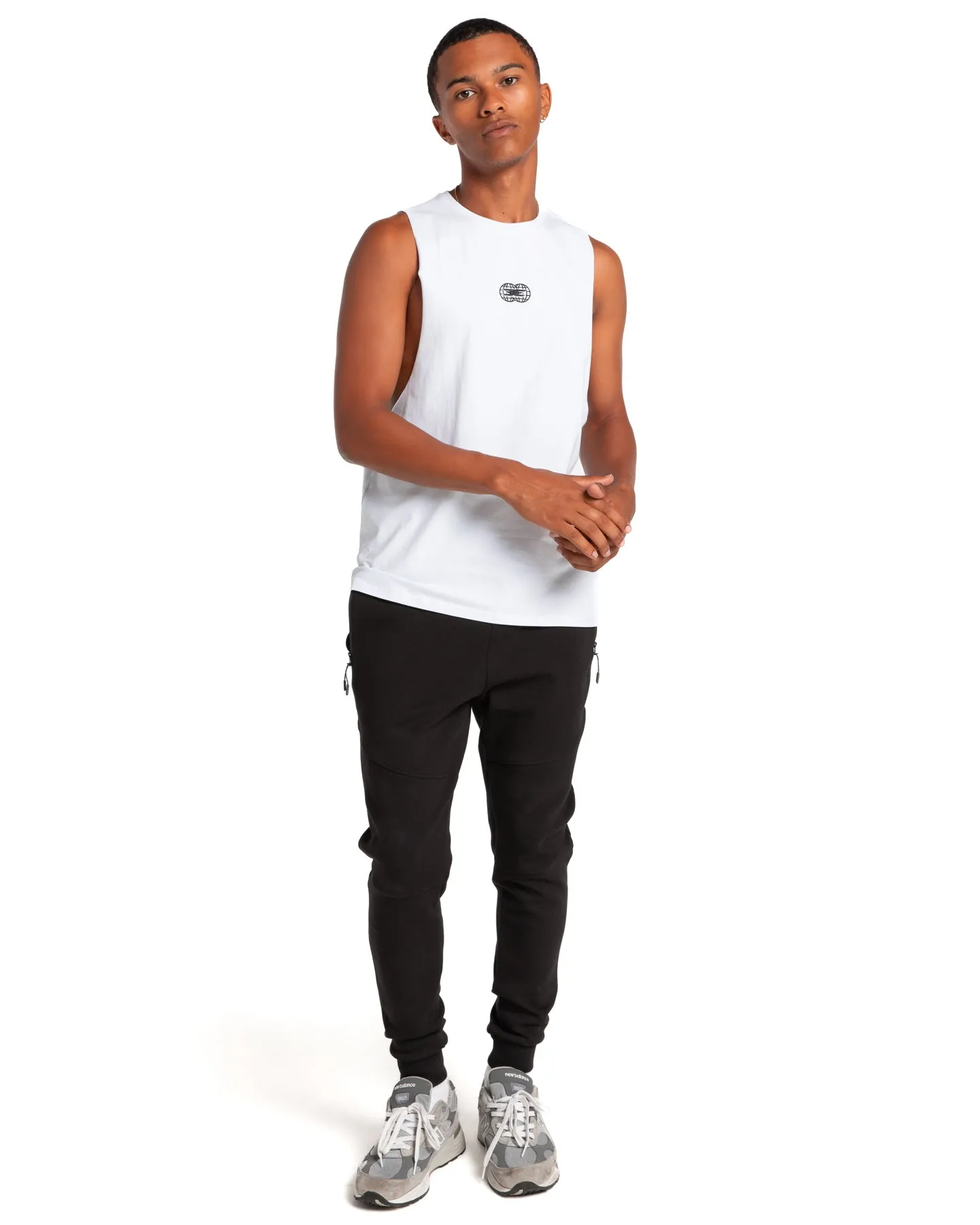 Global Athletics Drop Tank - White