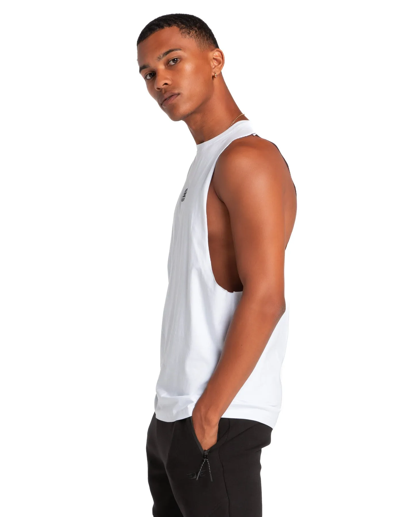 Global Athletics Drop Tank - White