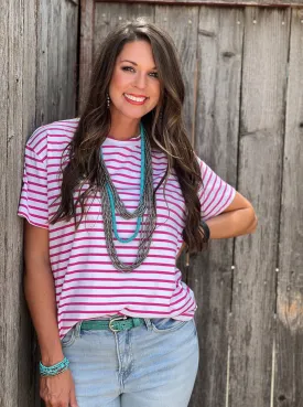 Heidi White & Pink Striped Top