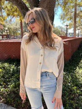 KAYLA COLORBLOCK BLOUSE IN CREAM