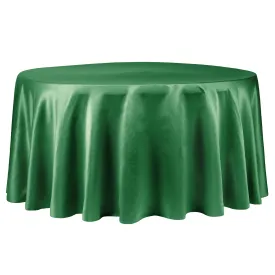 Lamour Satin 132" Round Tablecloth - Emerald Green