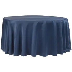 Lamour Satin 132" Round Tablecloth - Navy Blue