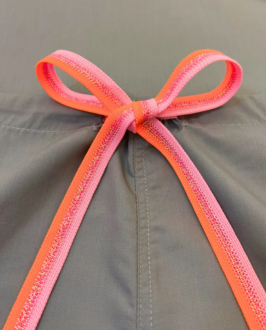 Limited Edition Shelby Scrub Pants - Grey with Pink Stitching and Pink Striped Tie with a Citrus Twist