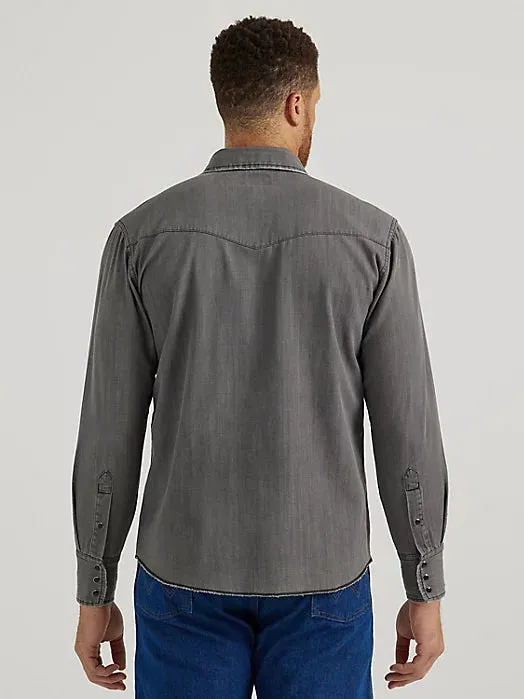 Men's Wrangler Classic Solid Grey Snap Shirt