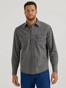 Men's Wrangler Classic Solid Grey Snap Shirt