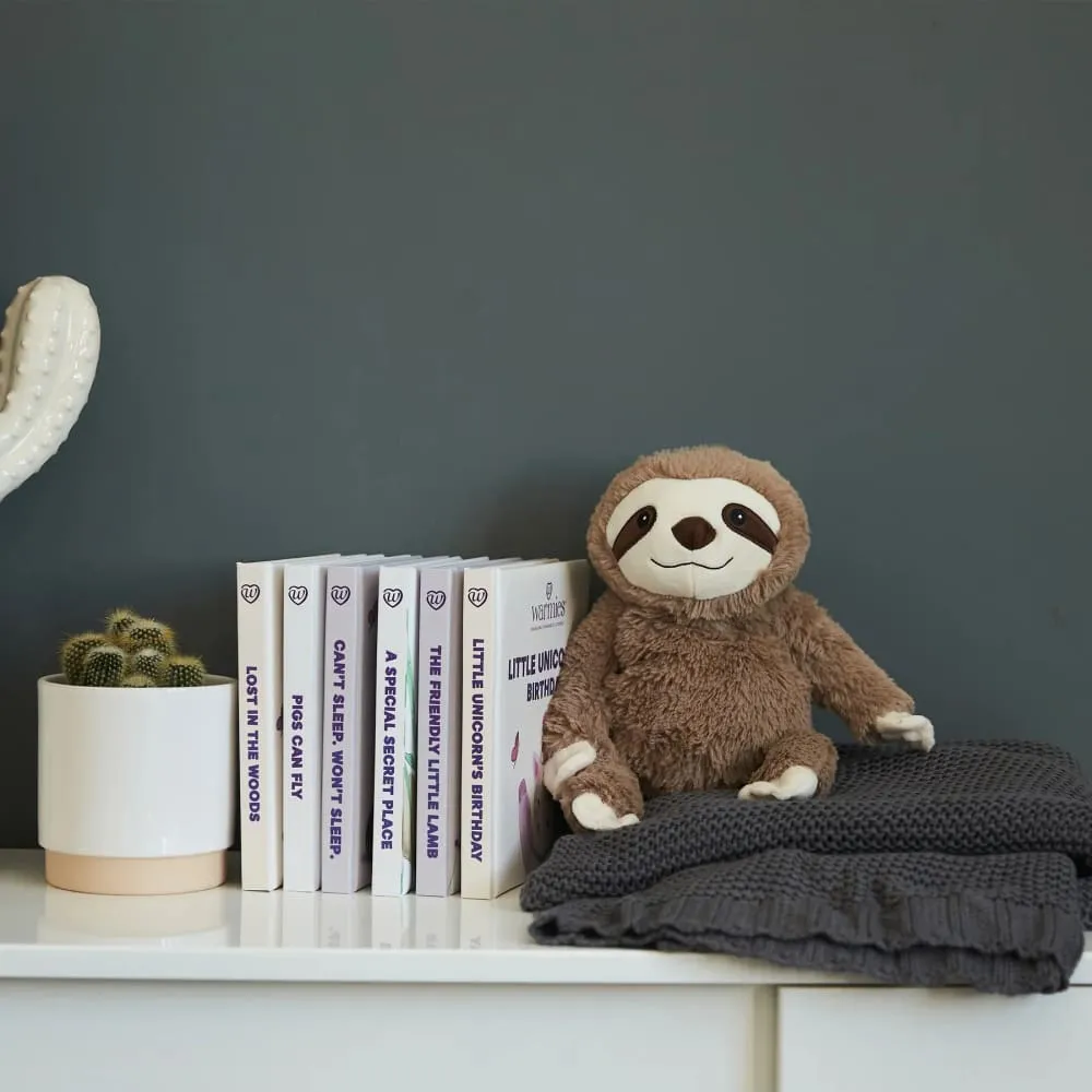 Night Time Story with Microwavable Soft Toy Sloth Can't Sleep Won't Sleep Book