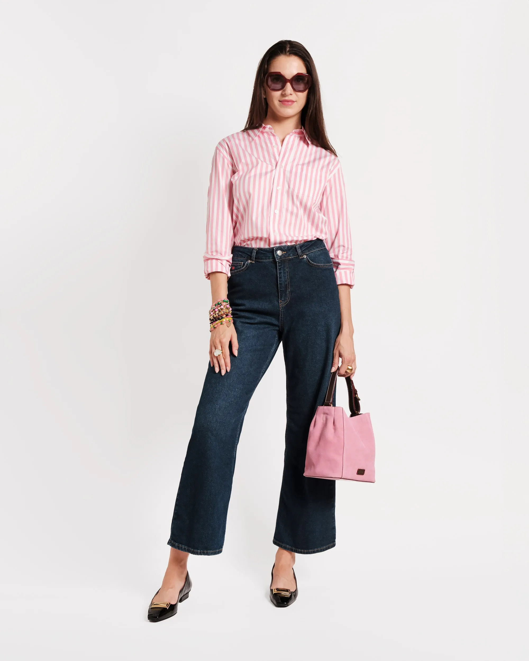 Perfect Button Down Stripe Pink White