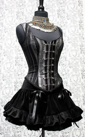 PIN BODICE - SILVER AND BLACK STRIPE TAPESTRY