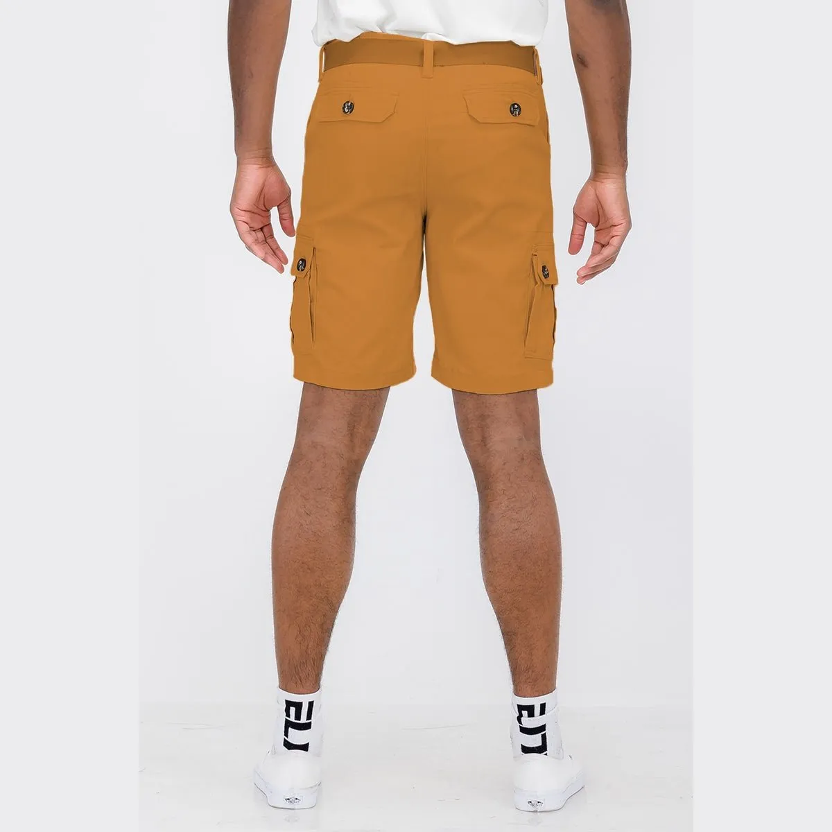 Rust Belted Cargo Shorts