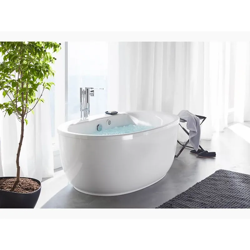 Sunstruck 65.81" x 36" x 24.5" Freestanding Jetted Heated Surface Bathtub in White