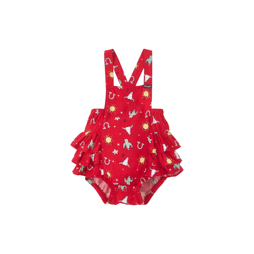 Wrangler Kid's Baby Girls Ruffle Tiered Sleeveless Red Onesie