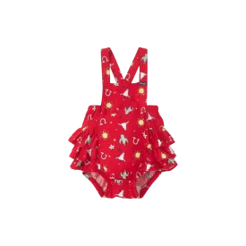 Wrangler Kid's Baby Girls Ruffle Tiered Sleeveless Red Onesie